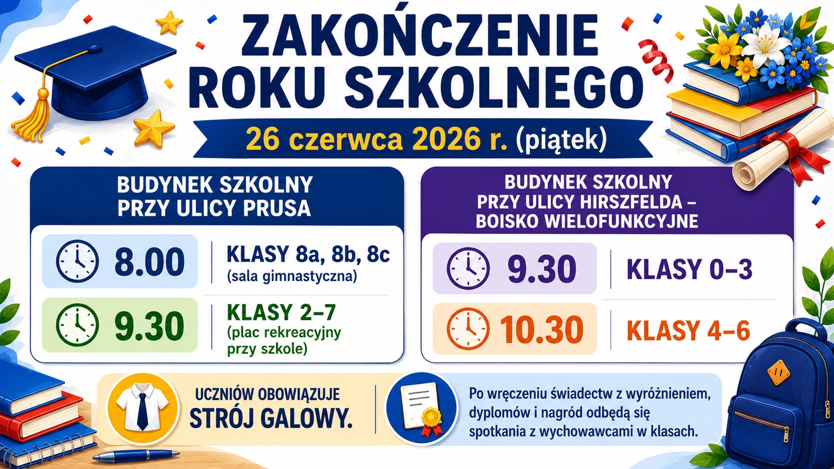 Baner informacyjny Zakończenie roku szkolnego