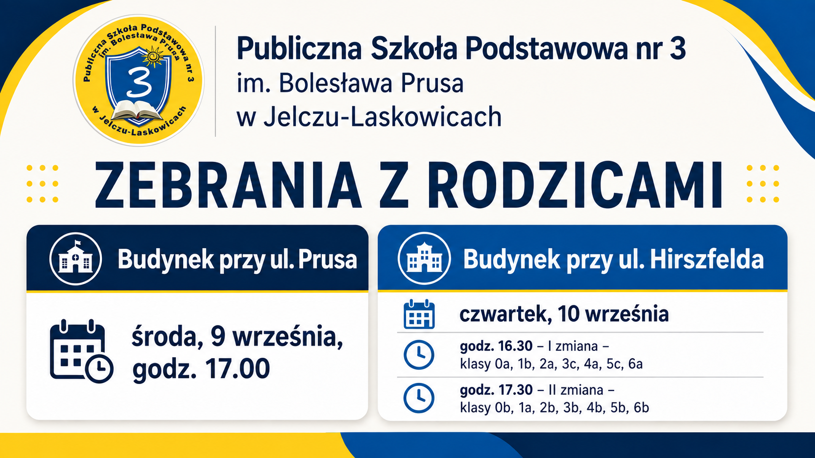 plakat - zebrania z&nbsp;rodzicami