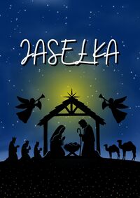 Nativity Christmas Poster in Blue Night Sky Theme